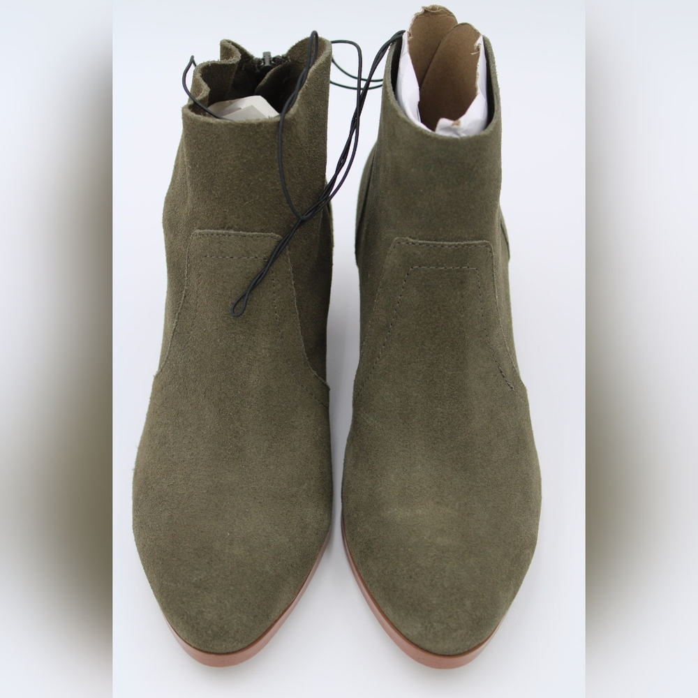 Violet & Red “Cupid” Bootie – Olive Green Suede – Size 6 - Picture 2 of 11
